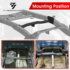 JY PERFORMANCE black-finished crossmember offers corrosion resistance for long-term reliability