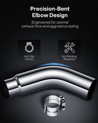 JY PERFORMANCE chrome turndown 45-degree diesel tip for efficient exhaust flow