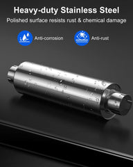 JY PERFORMANCE muffler body close-up shows polished stainless steel surface