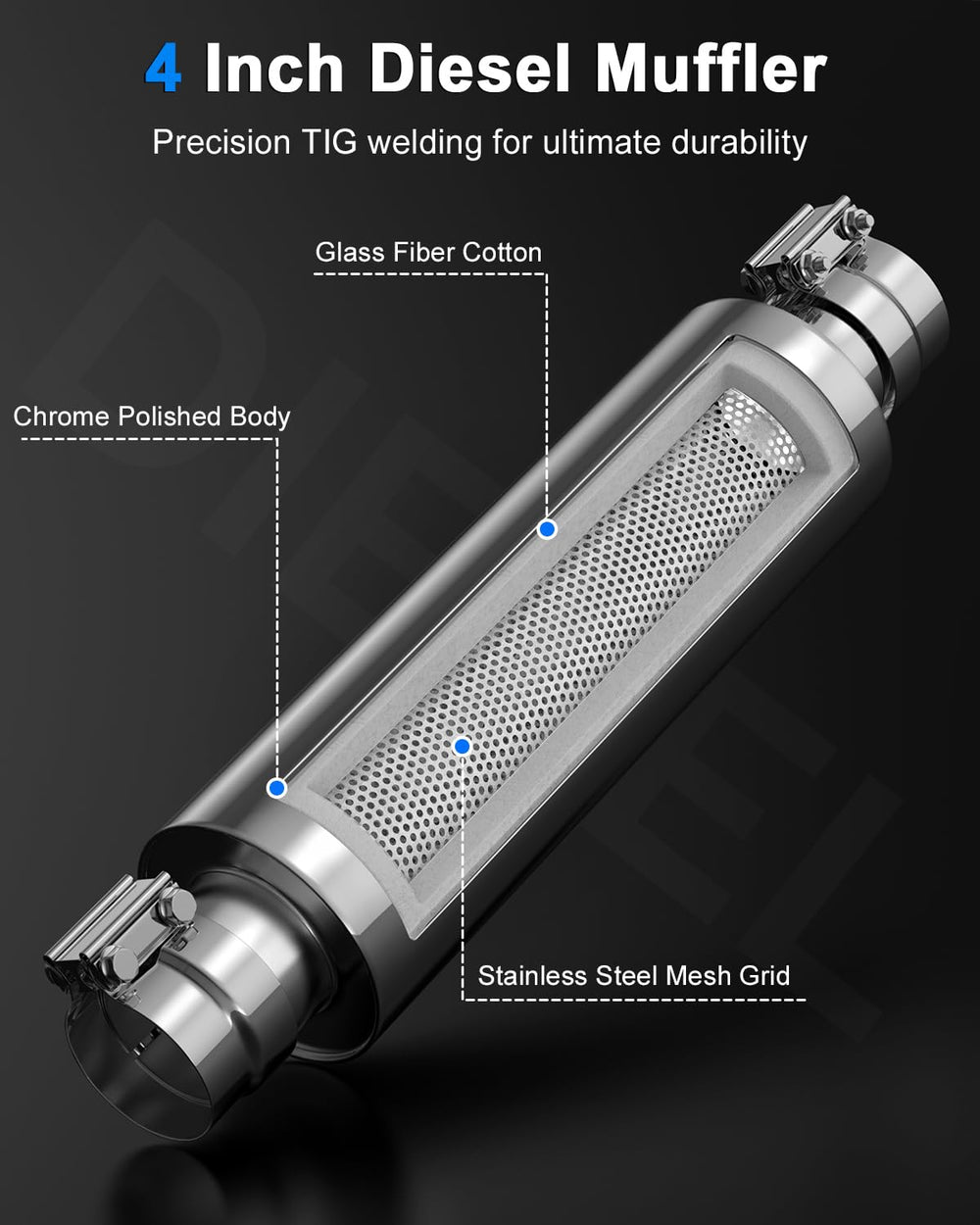 JY PERFORMANCE muffler polished finish enhances rust resistance