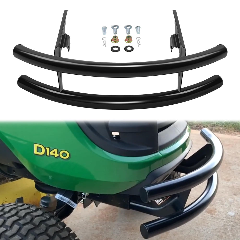 JY PERFORMANCE front bumper guard on John Deere 100 Series 102 protects the front end during yard work.