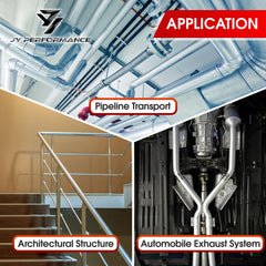 Packaging image of the JY PERFORMANCE straight pipe for installation readiness.
