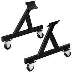 JY PERFORMANCE LS engine stand cradle supporting a GM Chevy V8 engine for secure storage.