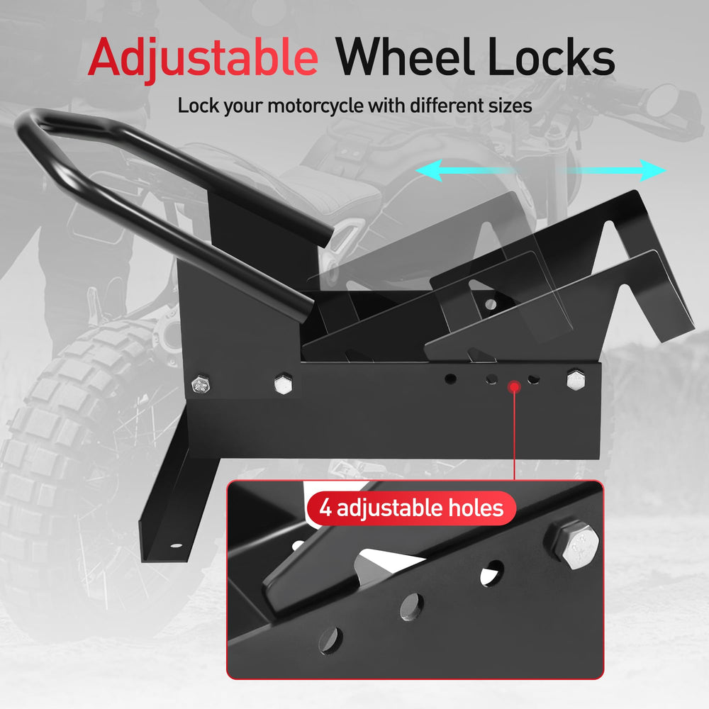Upright wheel chock design providing vertical support for stability.