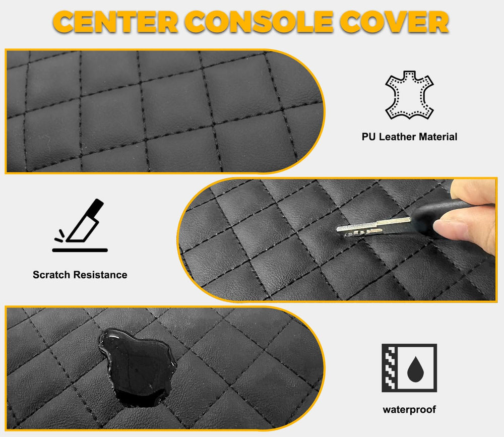 JYMAOYI center console cover for Bronco 2/4-Door, side pockets visible with hidden storage.