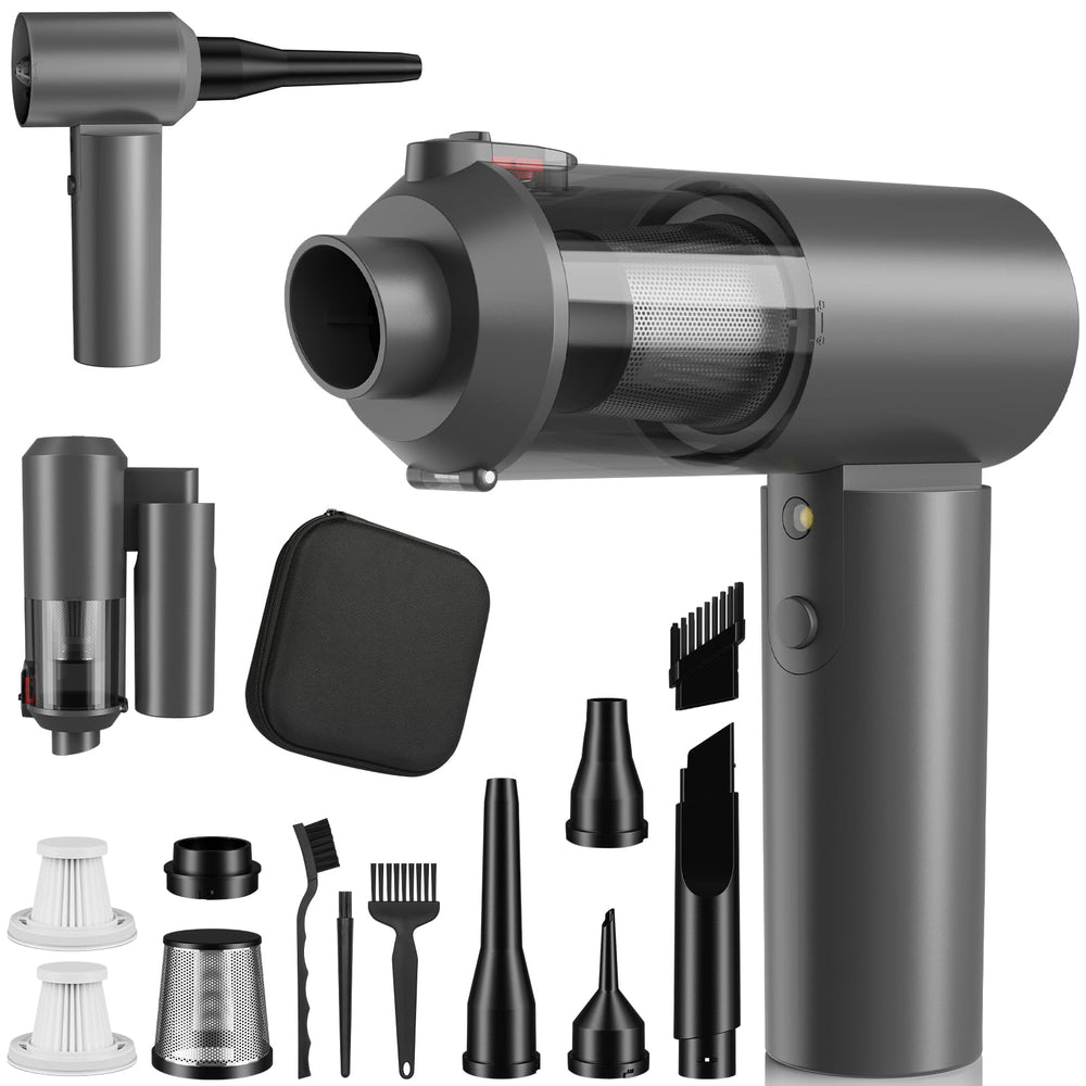 JYNSROU car vacuum with 16000Pa suction cleans seats and mats efficiently