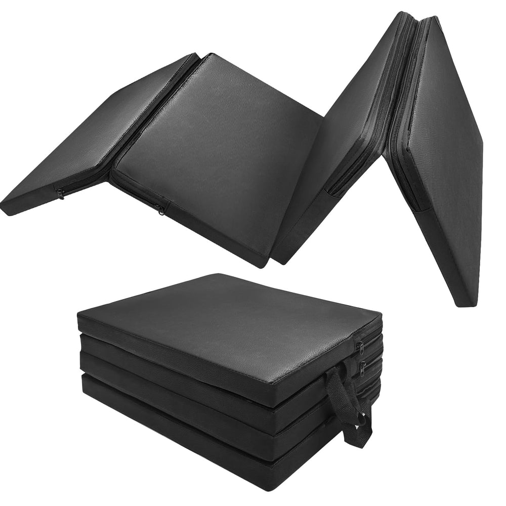 JZHLLA foldable mechanics mat unfolded in a garage for comfortable car repairs.