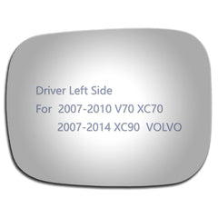 JZSUPER driver left mirror glass with adhesive for Volvo XC90 2007-2014, precise fit and quick installation.