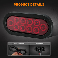 JZYZQBX 6in oval LED trailer light wiring with 3-prong plug compatibility.