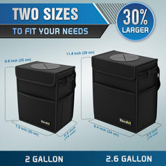 K KNODEL trash can mounted on a headrest shows easy attachment for SUVs.