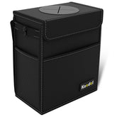 K KNODEL car trash can lid keeps trash discreet and spills contained.
