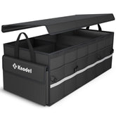 K KNODEL trunk organizer lid keeps contents secure for night access.