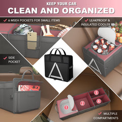 K KNODEL trunk organizer with six mesh pockets for organized storage