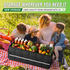 K KNODEL trunk organizer reflective stripe boosts visibility in low light.