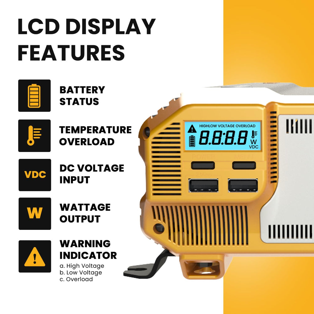K KRIËGER 2000W inverter dual outlets for simultaneous use