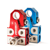 Kaas battery terminal clamps with four-way connectors for versatile wiring options.