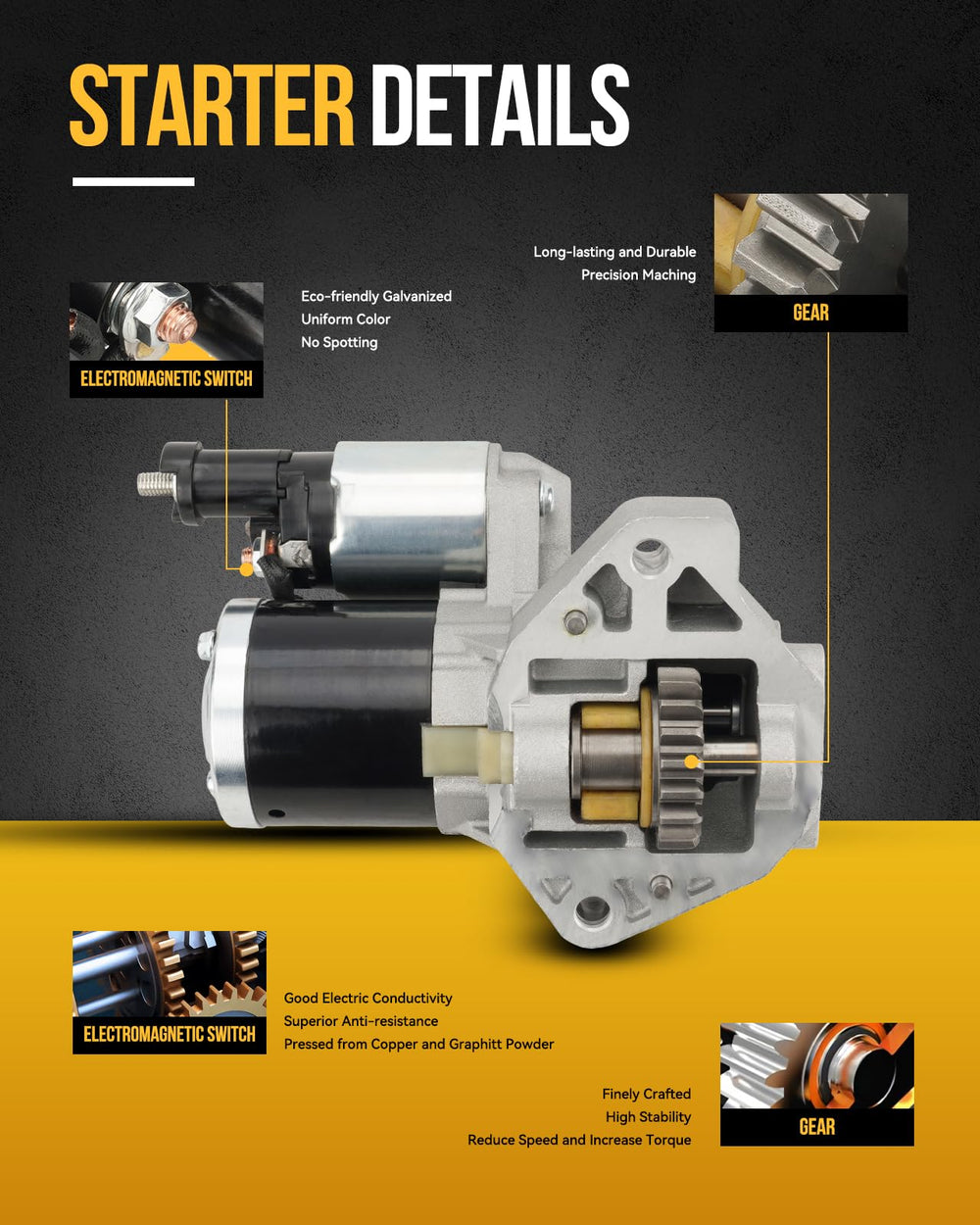 KAC starter upgraded for Kohler 2509808 delivering consistent ignition and durable performance