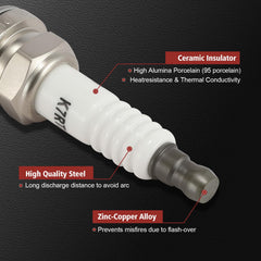 KacuYelin spark plug detail highlights 360-degree laser-welded electrode.