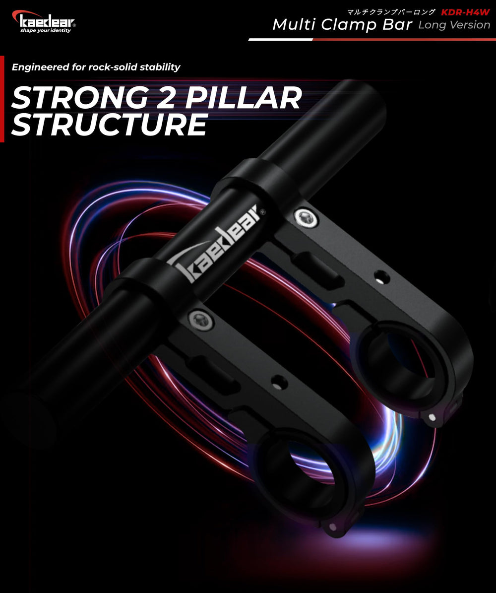 Kaedear KDR-H4W two-pillar design increases clamp strength for rugged road use