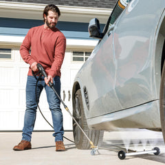 The kit features a quick, secure 1/4 inch inlet connection to compatible pressure washers.