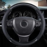 Kafek classic carbon fiber steering wheel cover on a 15-inch wheel improves grip and control