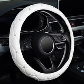 Kafek diamond soft leather steering wheel cover in white with bling enhances grip and style