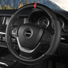 KAFEEK microfiber leather steering wheel cover adds premium look and protection.