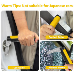 Kaiedos built-in window breaker and seatbelt cutter add safety.