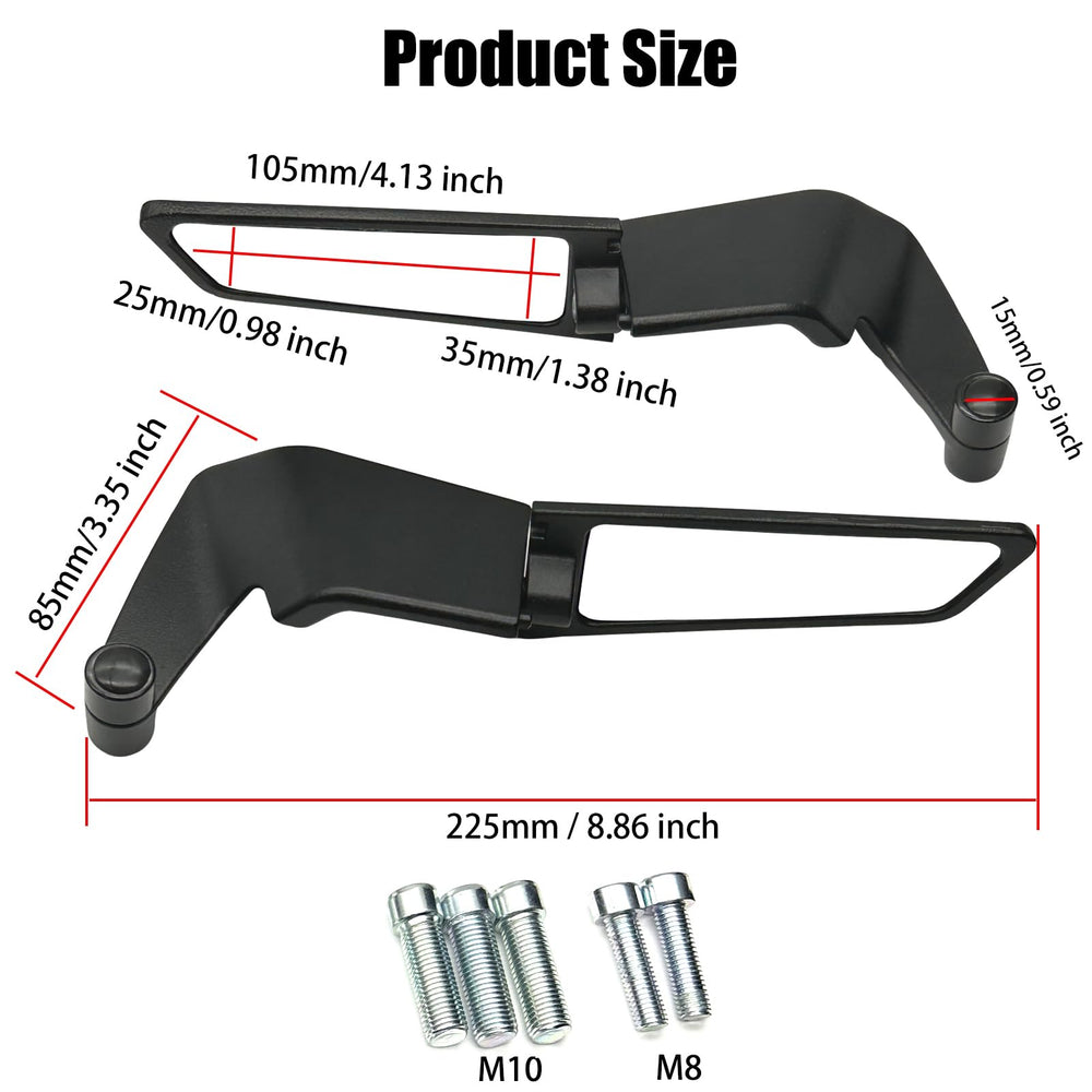 KaiQIVEM stealth mirror folded flat for aerodynamic profile.
