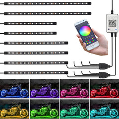Kairiyard motorcycle underglow 8pcs kit on bike boosts night visibility and style.