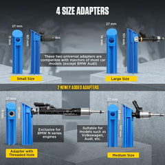 KAISAL Fuel Injector Tester four adapters fit different injector shapes