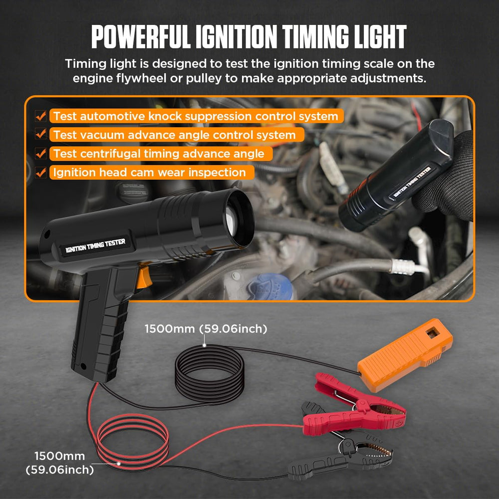 KAISAL Timing Light in action guiding engine timing adjustments.