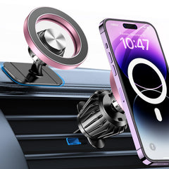 Kaistyle MagSafe car mount on dash with strong adhesive for secure hands-free use.