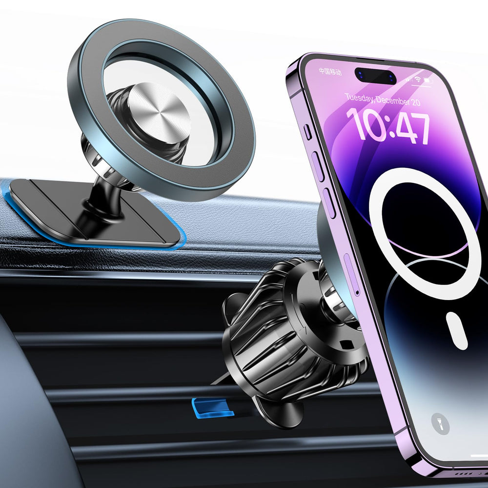 Kaistyle MagSafe car mount on dashboard providing secure hands-free navigation