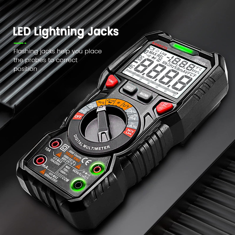 KAIWEETS HT118A probes connected for accurate voltage and current testing