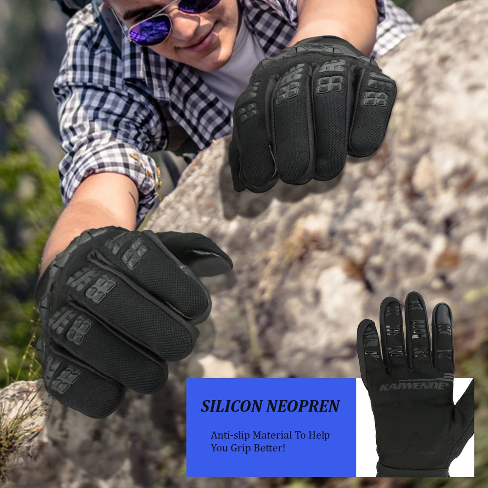 KAIWENDE dirt bike gloves offer touchscreen capability on thumb and index finger.