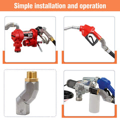 Kalageen easy-to-install swivel fittings fit common fuel nozzles.