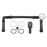 Kaloeou braided AN6 dual feed fuel line front view showing precise fit for Holley 4150
