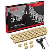 KAMIER 420 chain gold on a motorcycle highlighting durability
