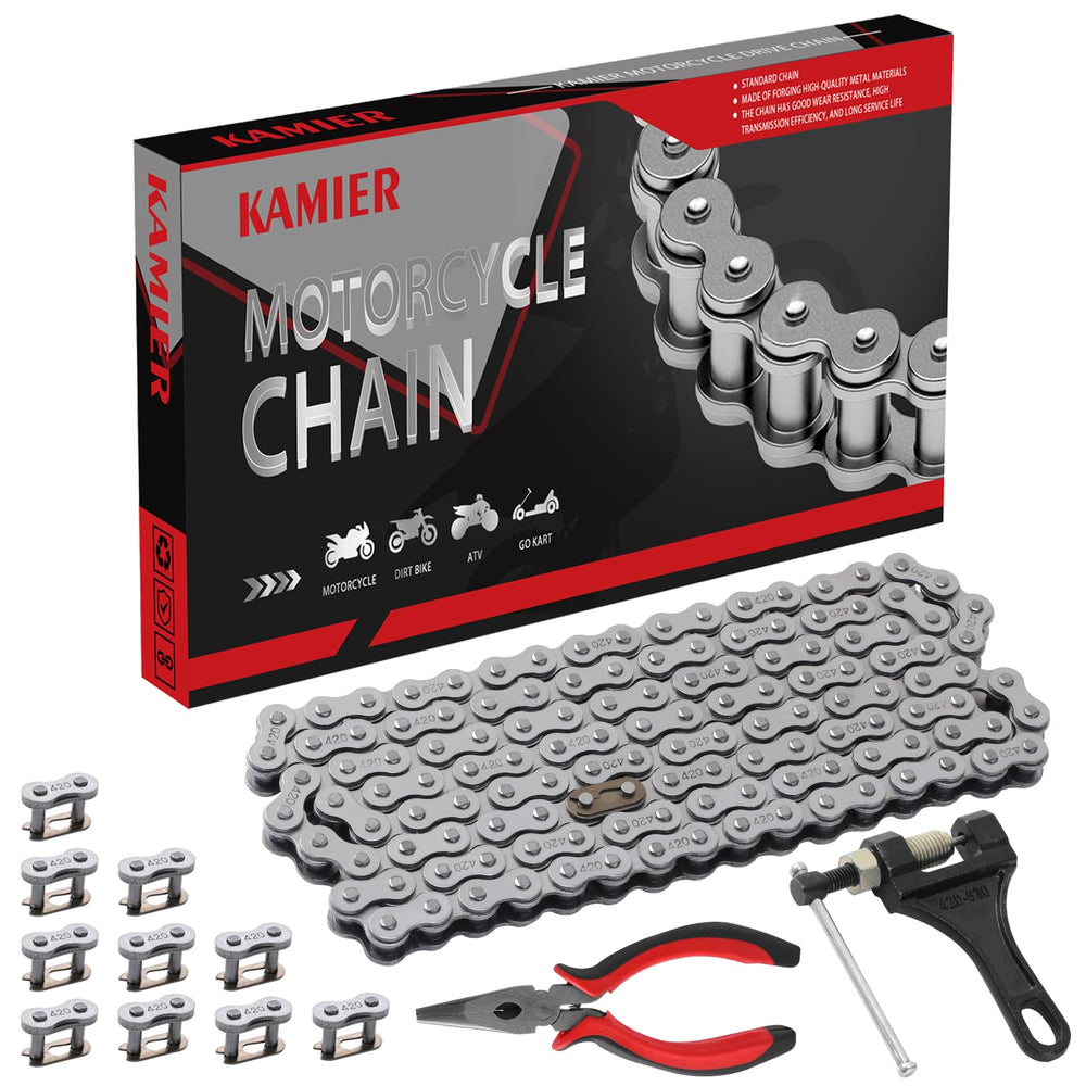 KAMIER 420 drive chain with 132 links for durable ATV performance.