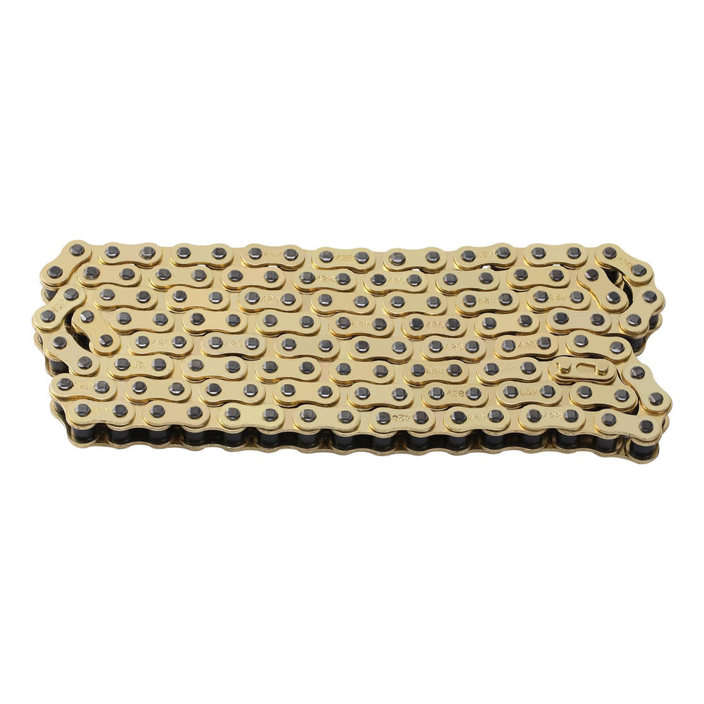 Kamier gold chain under sunlight gleams, signaling durable, long-lasting ride quality.