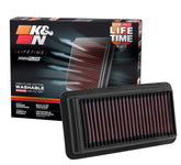 K&N high-flow original air filter close-up with premium media for Honda