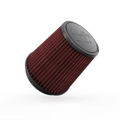 K&N high-flow universal air filter side view with durable rubber flange for secure fit.