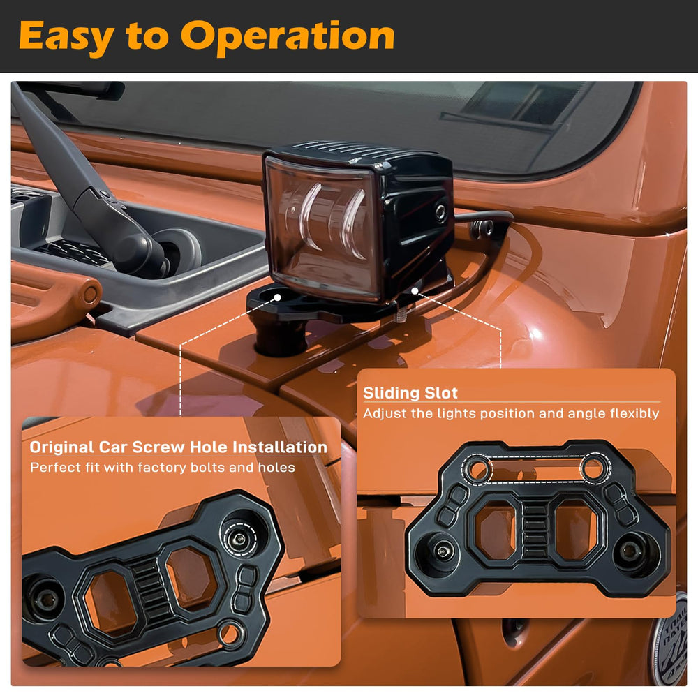 KANGIKX no-drill hood mount aligns with factory mounting points