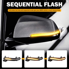 KanSmart LED dynamic turn signal on right-side smoked mirror improves signaling