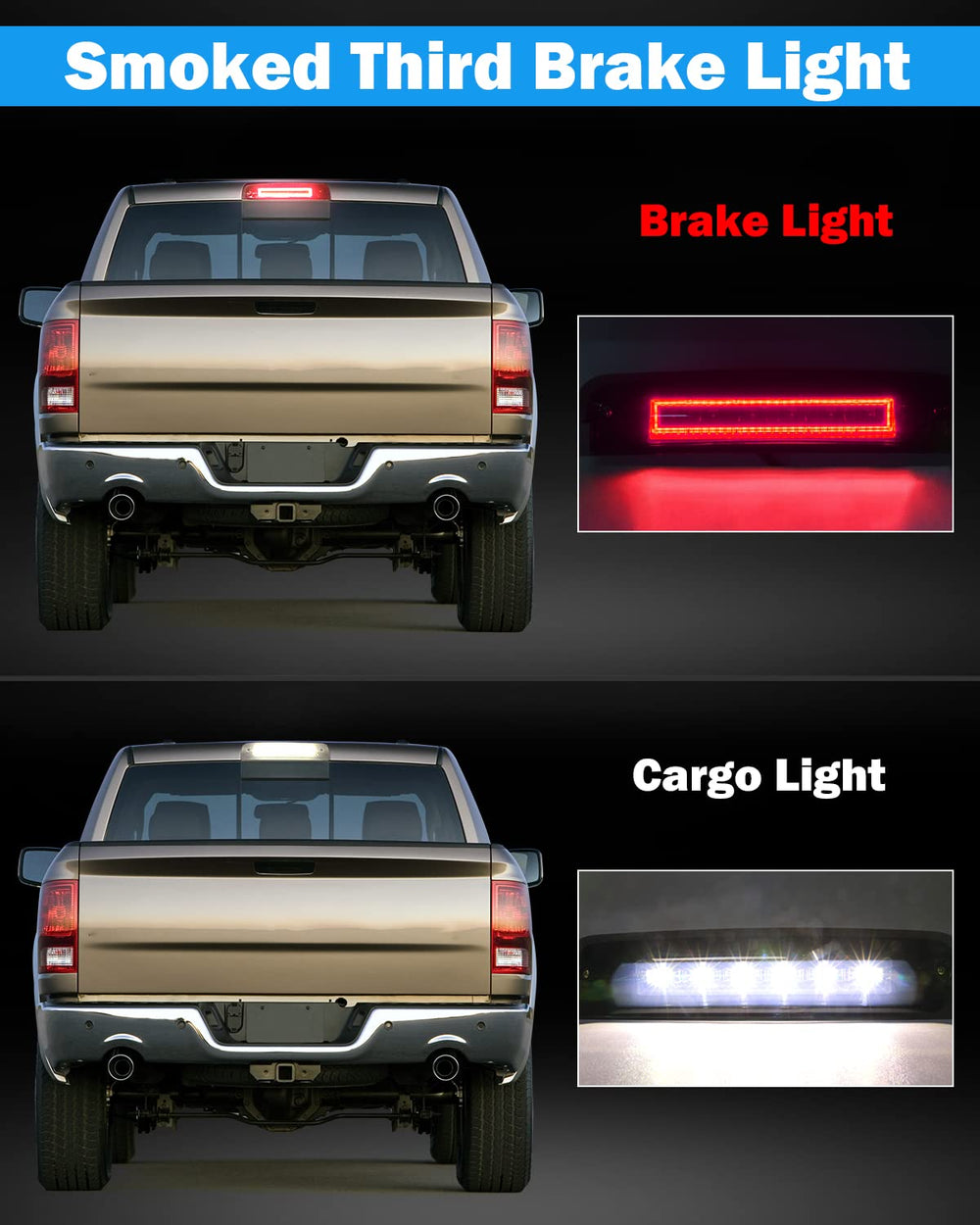 KanSmart Ram 1500 brake light back assembly improves rear visibility