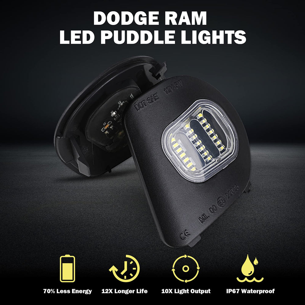 KanSmart Ram puddle light on right side mirror improves night visibility
