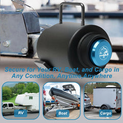 Kaowuzz lock near safety chains illustrating overall trailer security
