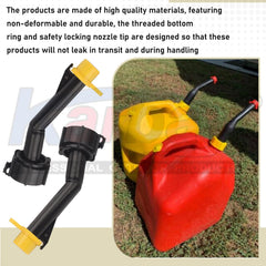 Karbay kit fits 4–5 gallon cans for versatile fuel handling.