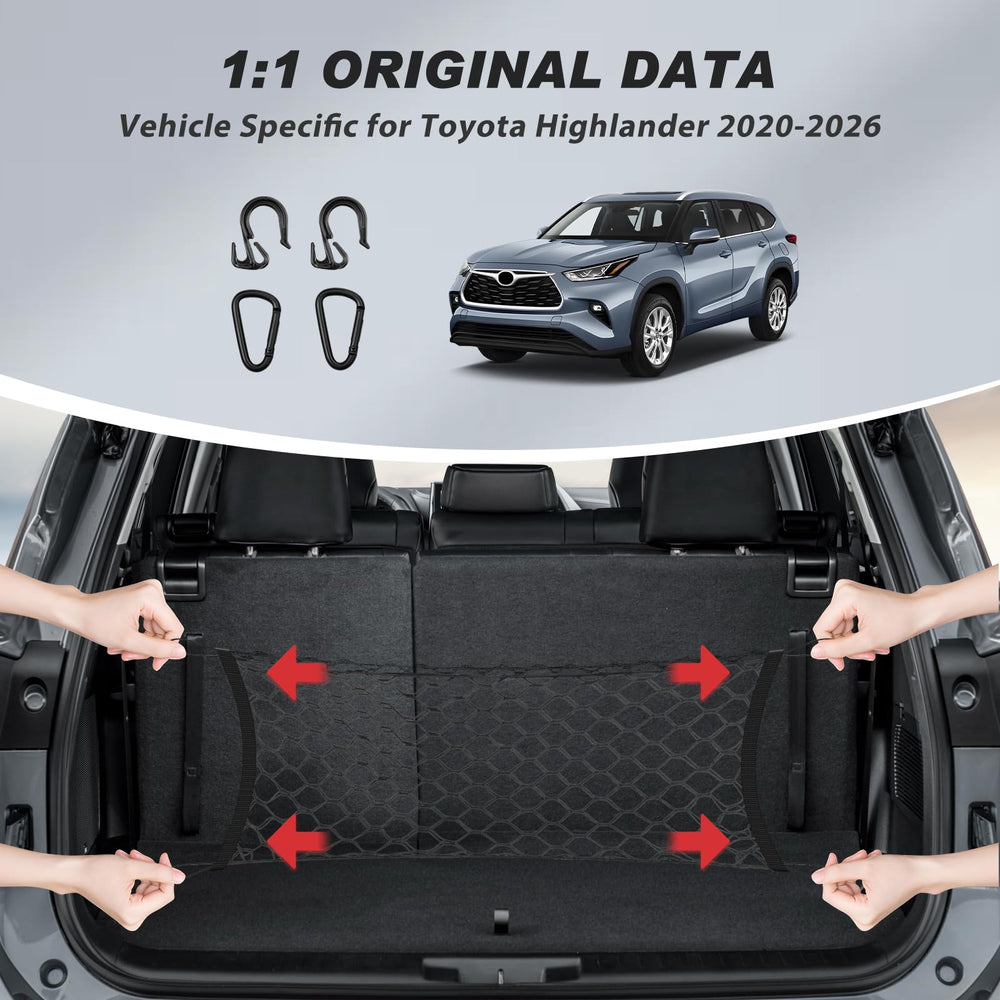 Karltys cargo net keeps trunk organized and prevents shifting during trips.